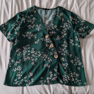 Green Floral Blouse